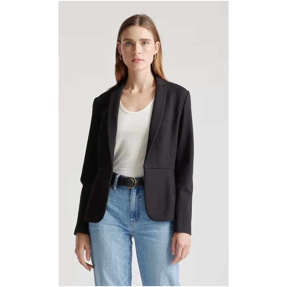 Quince Ultra Stretch Ponte Blazer Navy XL NWT Sold Out Tailored Office Jacket - Picture 6 of 10